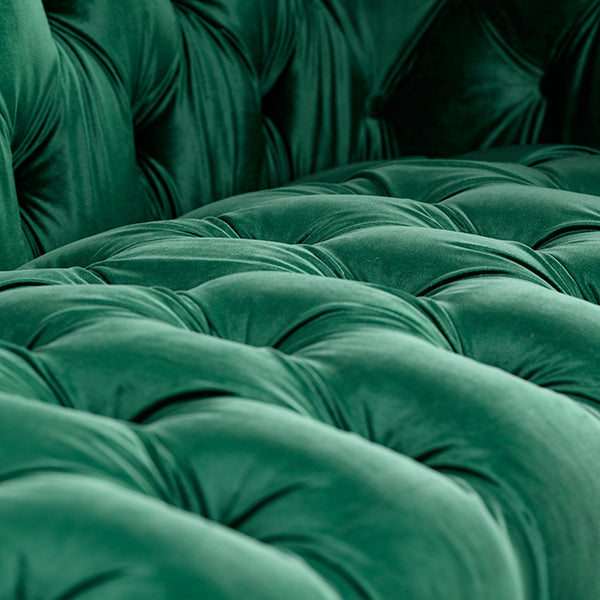 Grosvenor Two Seat Sofa - Bottle Green - Brushed Silver