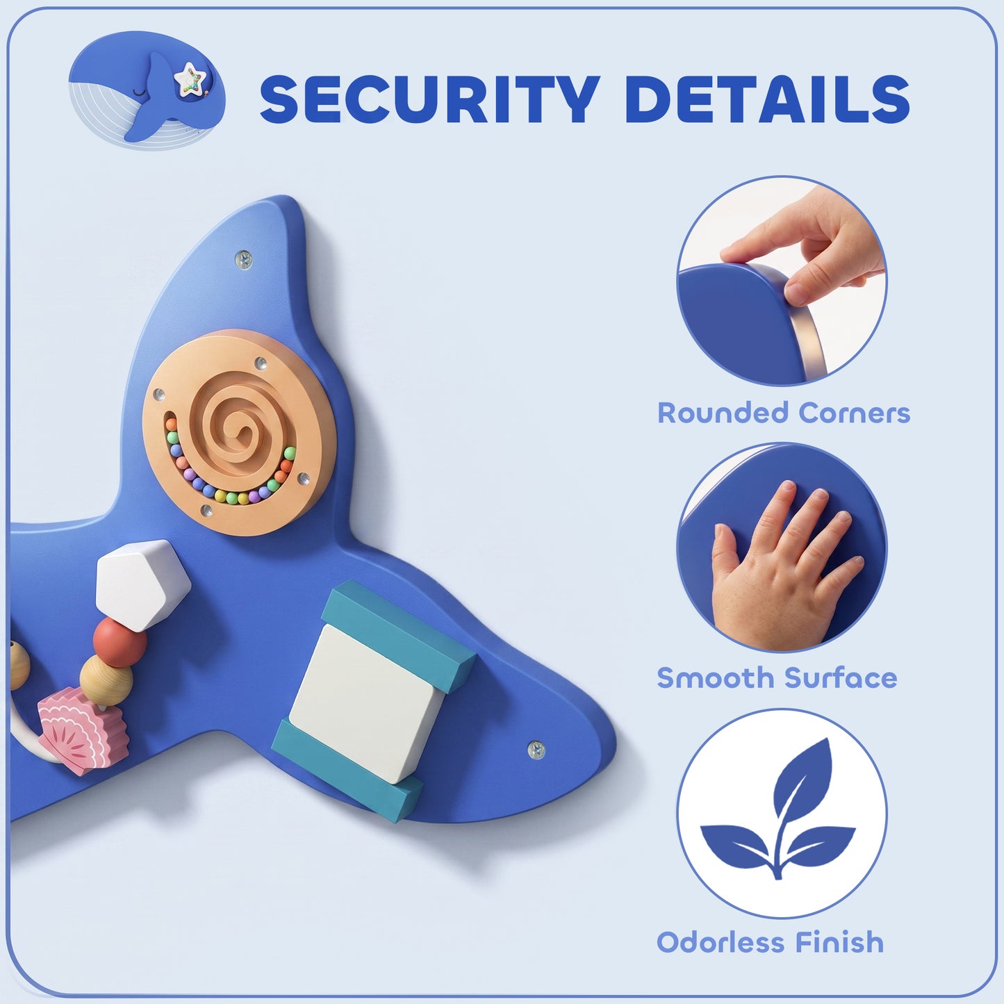 Whale Activity Wall Busy Board, 13 in 1 Montessori Inspired Toys