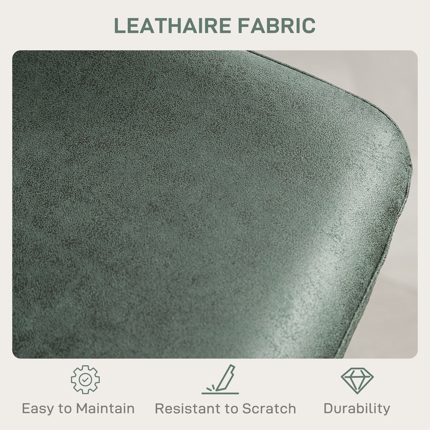 Set Of 2 Microfibre Retro Tub Bar Stools Metal Frame Footrest Seat Green