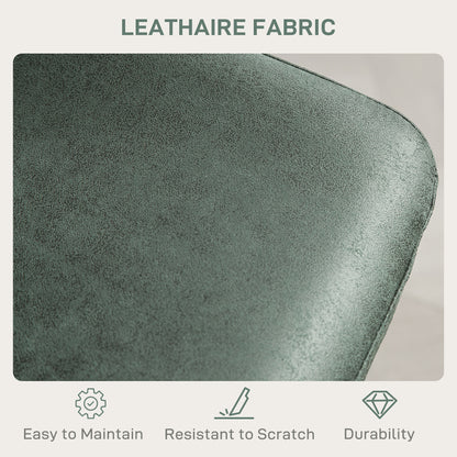 Set Of 2 Microfibre Retro Tub Bar Stools Metal Frame Footrest Seat Green