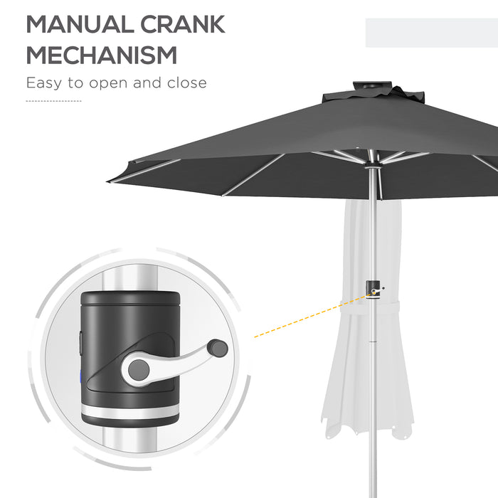 LED Patio Umbrella, Lighted Deck Umbrella with 4 Lighting Modes, Solar & USB Charging, Charcoal Grey