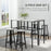 6-Piece Bar Table Set, 2 Breakfast Tables with 4 Stools, Counter Height Dining Tables & Chairs for Kitchen, Living Room, Grey