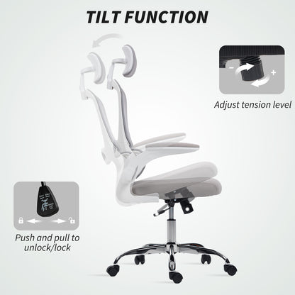 High Back Mesh Computer Desk Chair with Lumbar Support, Grey