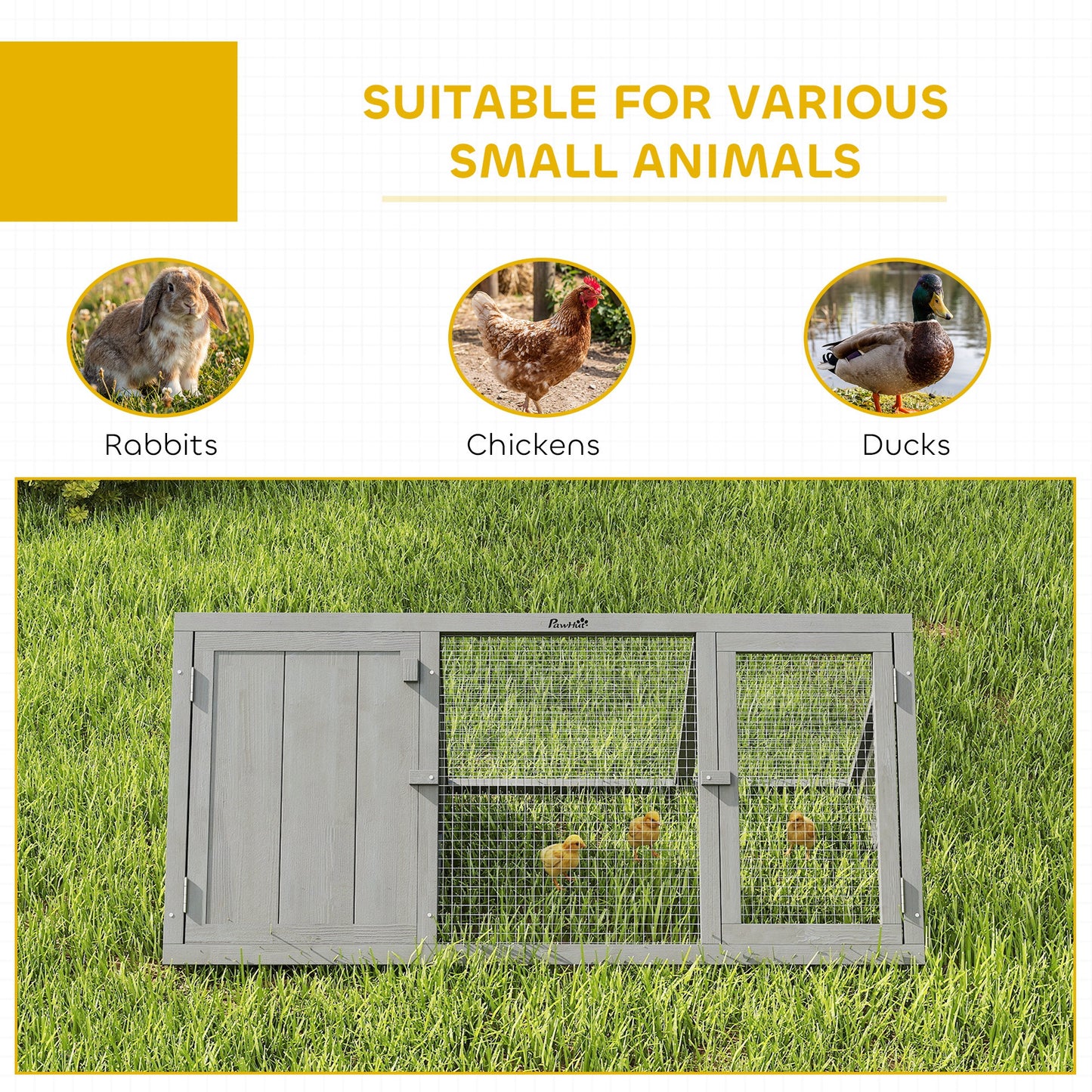 Rabbit Hutch, Wooden Guinea Pig Hutch with Run and Doors