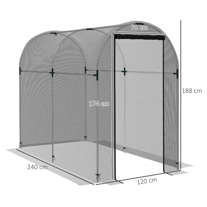 Galvanised Steel Fruit Cage, Plant Protection Tent with Zipped Door, 1.2 x 2.4 x 1.9m, Black