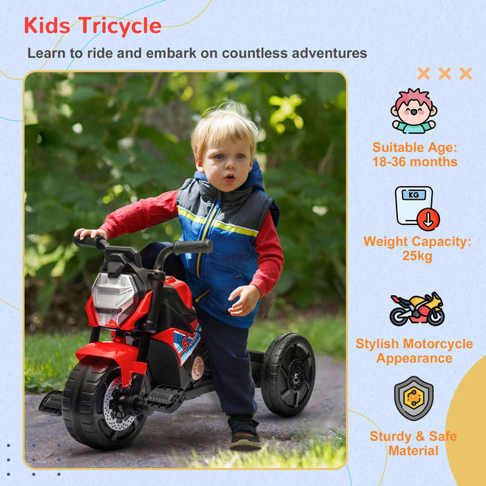 AIYAPLAY Motorcycle Design 3 in 1 Toddler Trike, Sliding Car, Balance Bike with Headlight, Music, Horn, Red