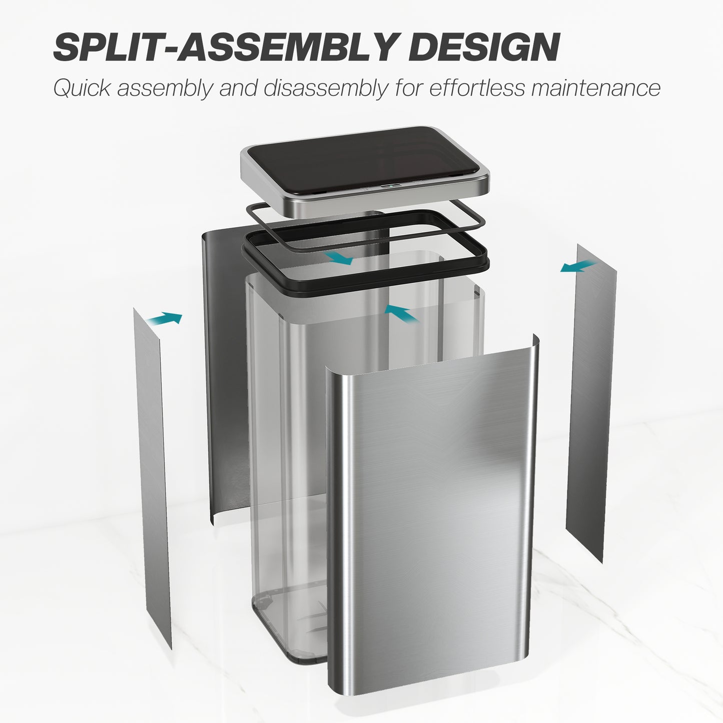 Kitchen Bin with Fast Motion Sensor, 50L Stainless Steel Sensor Bin