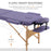 Portable Massage Bed, Folding Spa Beauty Massage Table with 2 Sections, Carry Bag and Wooden Frame, Purple