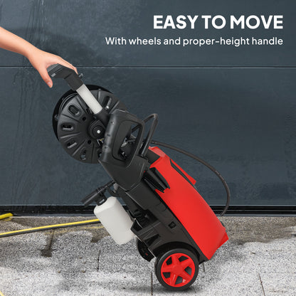 1800 W Power Washer 150 Bar Pressure with Adjustable Nozzle, Red