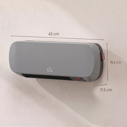 2000W Wall-Mounted Ceramic Heater with Weekly Timer and Remote - Grey
