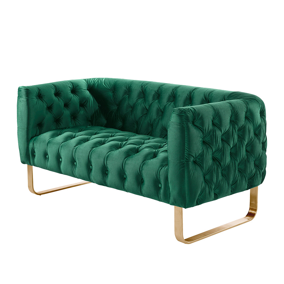 Grosvenor Two Seat Sofa - Bottle Green - Brushed Brass
