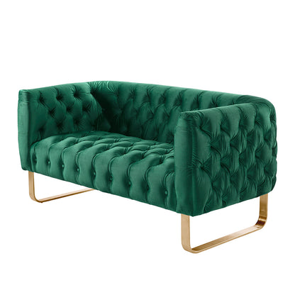 Grosvenor Two Seat Sofa - Bottle Green - Brushed Brass
