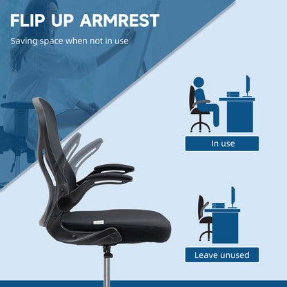 Vinsetto Draughtsman Chair Mesh Chair w/ Adjustable Footrest Ring, Black