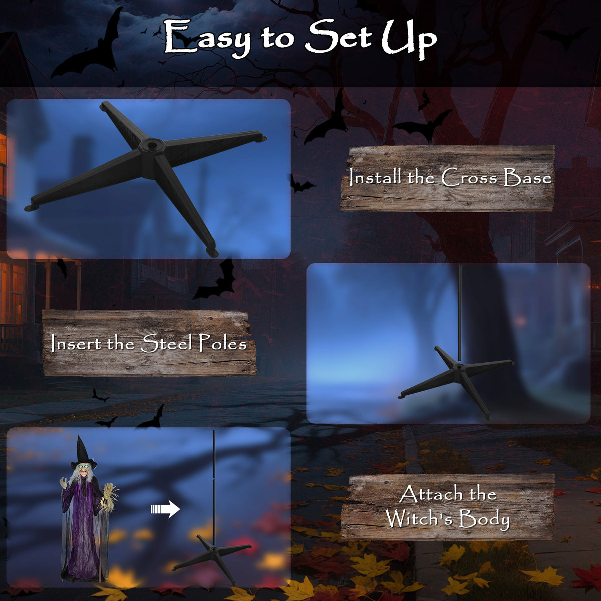 Voice Activated Halloween Animatronics Standing Witch, Purple