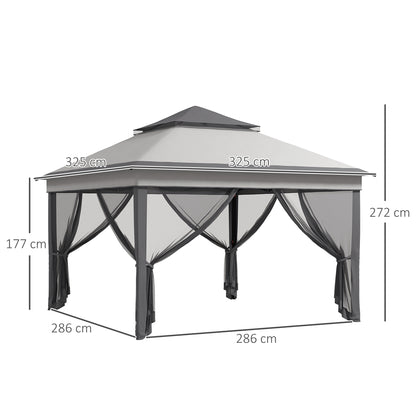 3 x 3(m) Pop Up Gazebo, Height Adjustable Instant Event Shelter with Netting and Carrying Bag, Grey