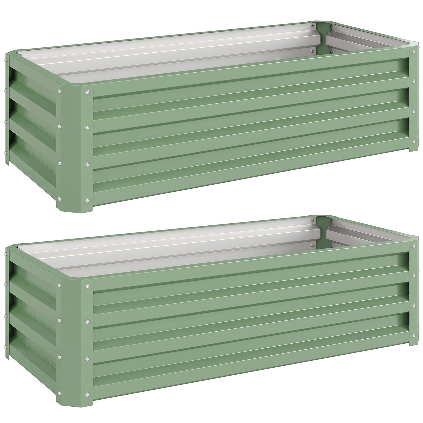 Set of 2 Raised Garden Bed, Outdoor Planter Box with Galvanised Steel Frame for Growing Vegetables, Flowers and Herbs, 110 x 50 x 30 cm, Light Green