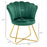 Accent Chair, Velvet Armchair with Lotus Backrest, Steel Legs, Green