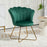 Accent Chair, Velvet Armchair with Lotus Backrest, Steel Legs, Green