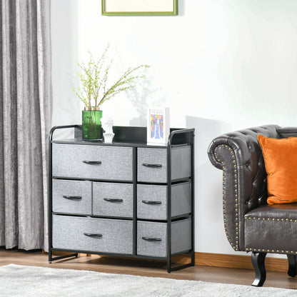 3-Tier Fabric Bedroom Dresser with 7 Foldable Drawers, Grey
