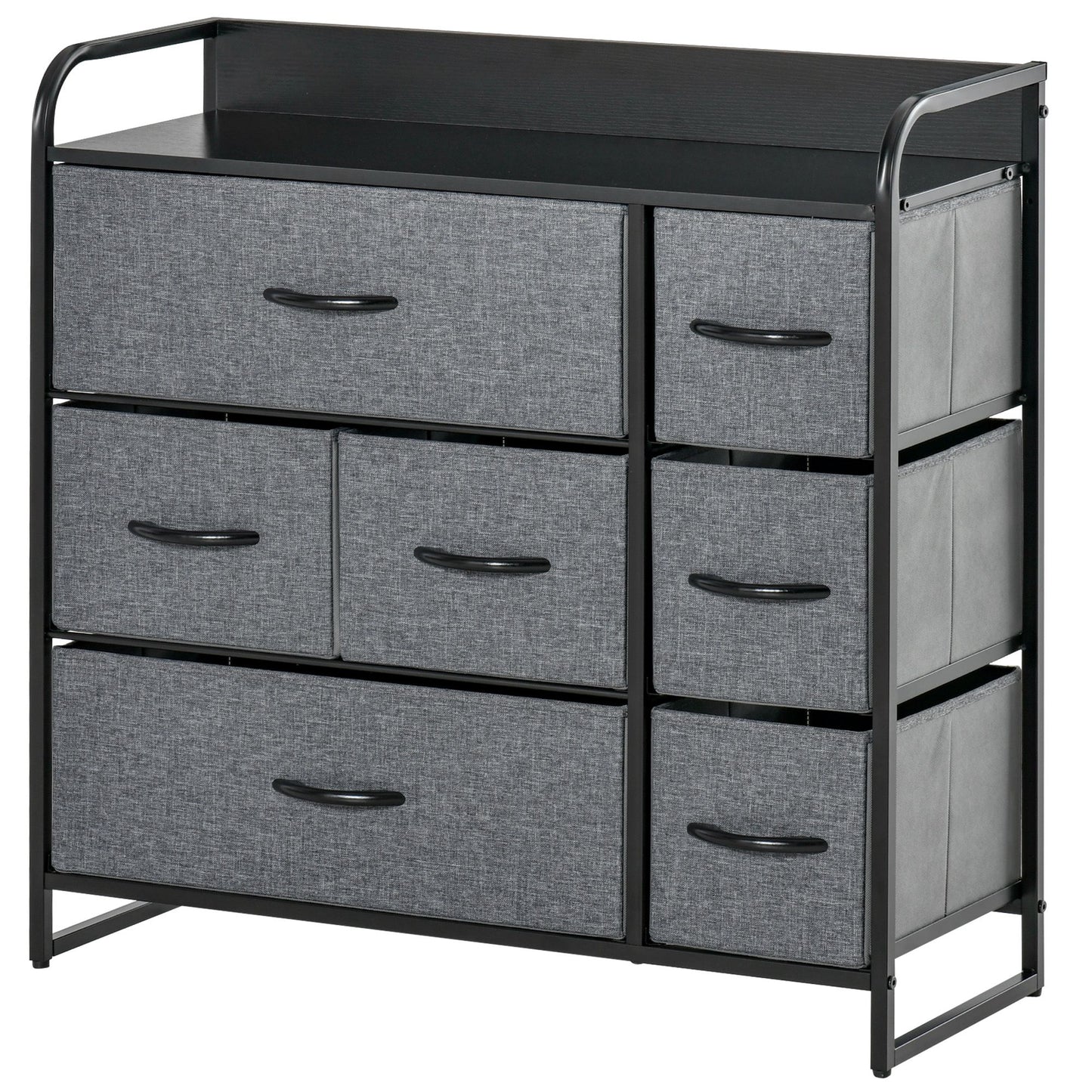 3-Tier Fabric Bedroom Dresser with 7 Foldable Drawers, Grey