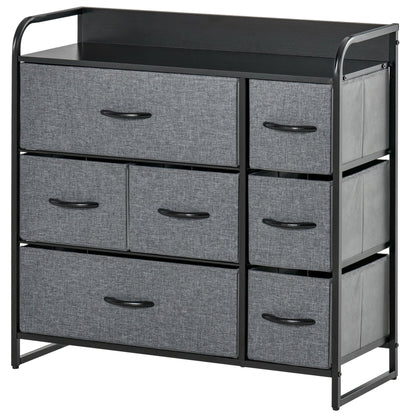 3-Tier Fabric Bedroom Dresser with 7 Foldable Drawers, Grey