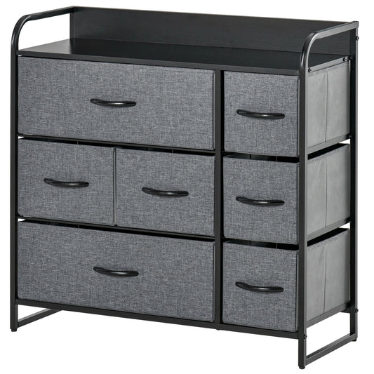 3-Tier Fabric Bedroom Dresser with 7 Foldable Drawers, Grey