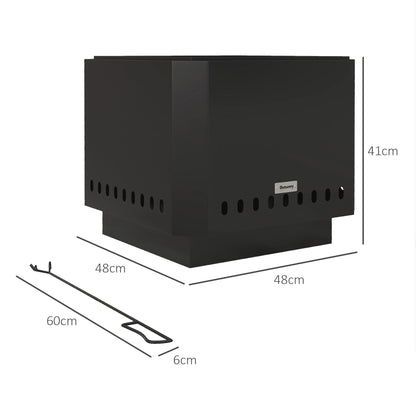 Smokeless Fire Pit, Square Metal Bonfire Stove, Black