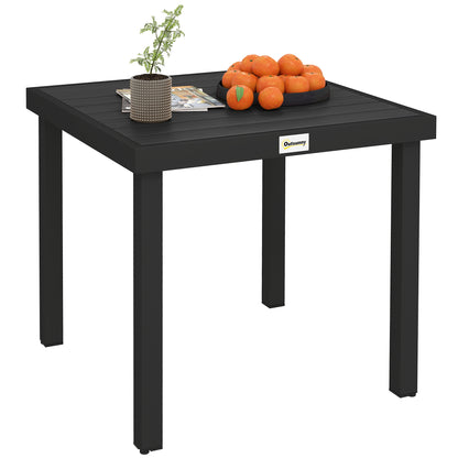 78 cm Garden Dining Table for 4, Square Outdoor Side Table, Black