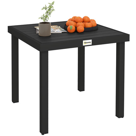 78 cm Garden Dining Table for 4, Square Outdoor Side Table, Black