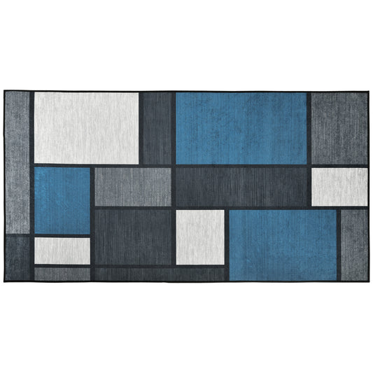 Modern Geometric Rugs, Large Carpet Area Rugs for Living Room, Bedroom, Dining Room, 80x150 cm, Blue and Grey
