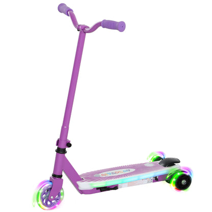 Electric Scooter for Kids 4-7, with Auxiliary Rear Wheels, Purple