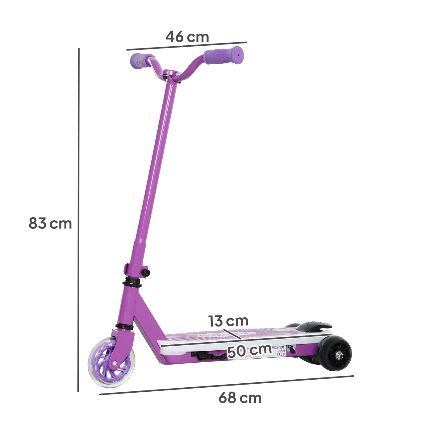Electric Scooter for Kids 4-7, with Auxiliary Rear Wheels, Purple