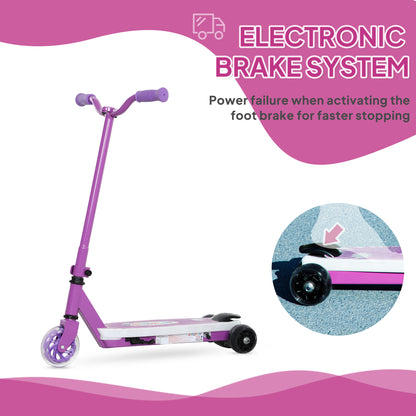 Electric Scooter for Kids 4-7, with Auxiliary Rear Wheels, Purple