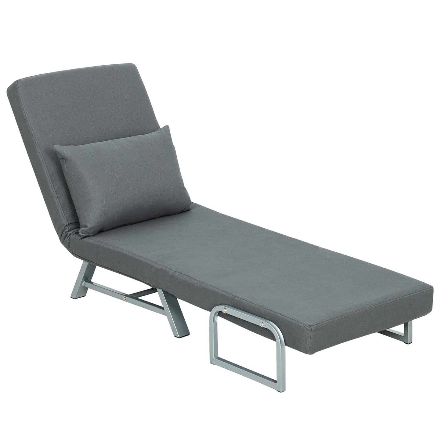 Single Sofa Bed, 3-in-1 Convertible Folding Chair Bed, Dark Grey
