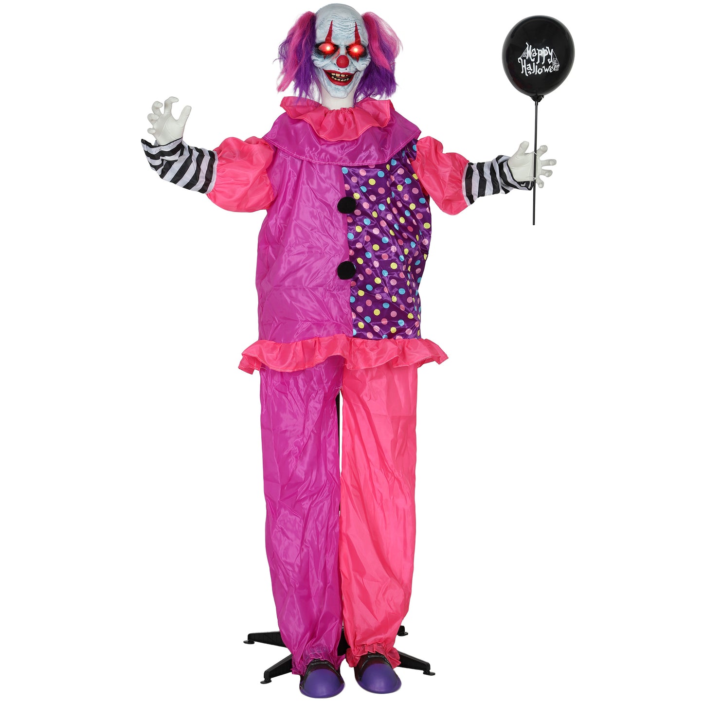 Sound Activated Halloween Animatronics Clown with Red Light Up Eyes