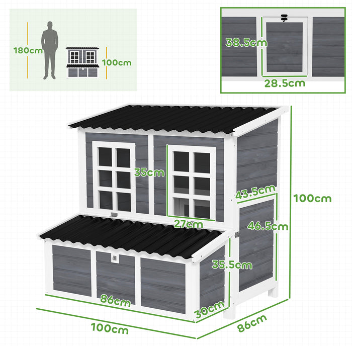 Wooden Chicken Coop w/ Nesting Box for 4-6 Chickens, 100 x 86 x 100cm