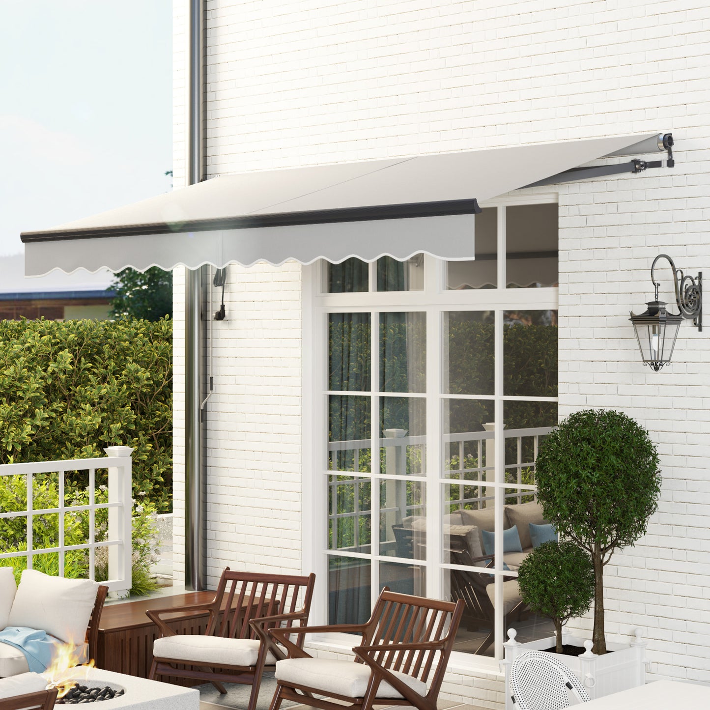 3.5 x 3(m) Electric Retractable Awning Aluminium Frame Light Grey