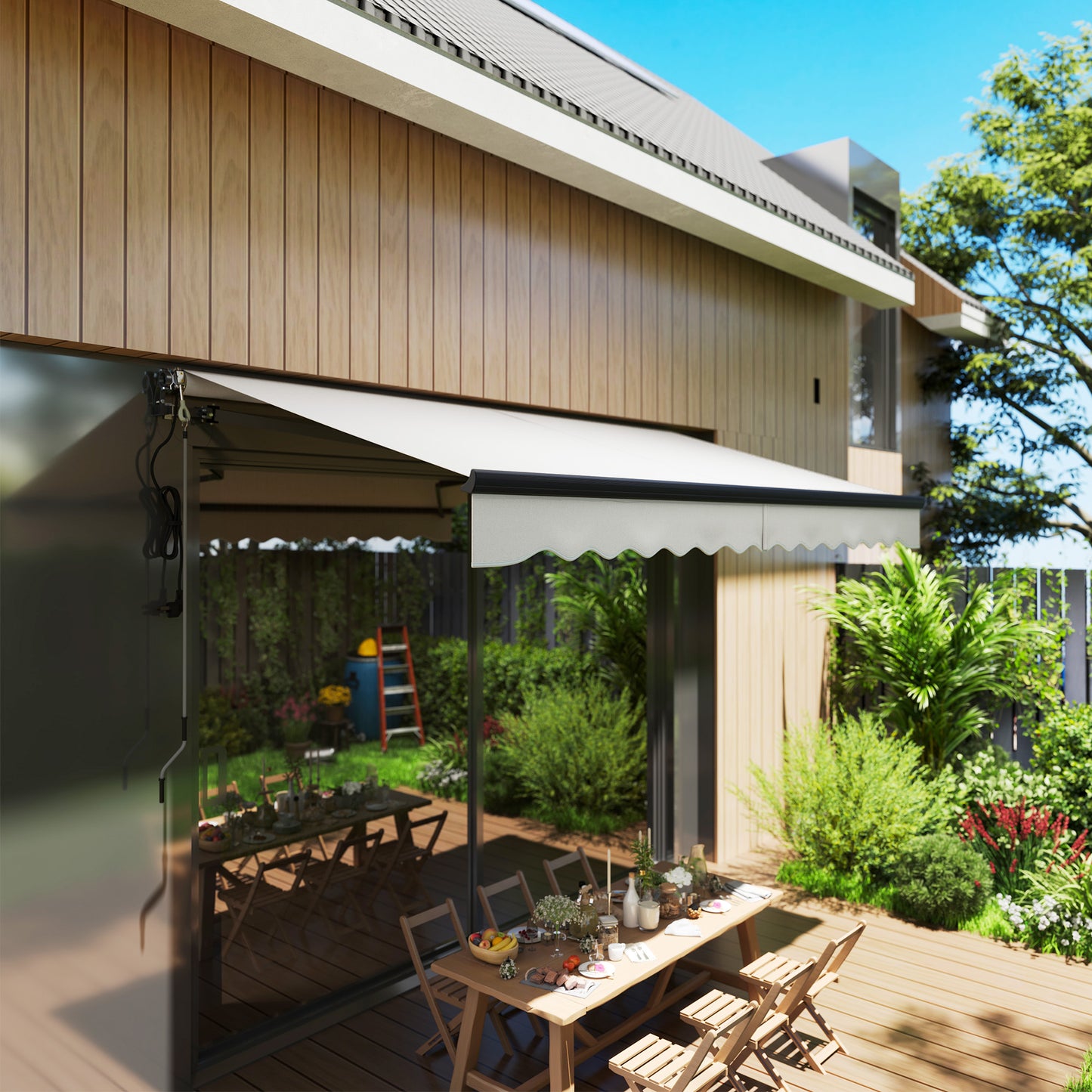 3.5 x 3(m) Electric Retractable Awning Aluminium Frame Light Grey