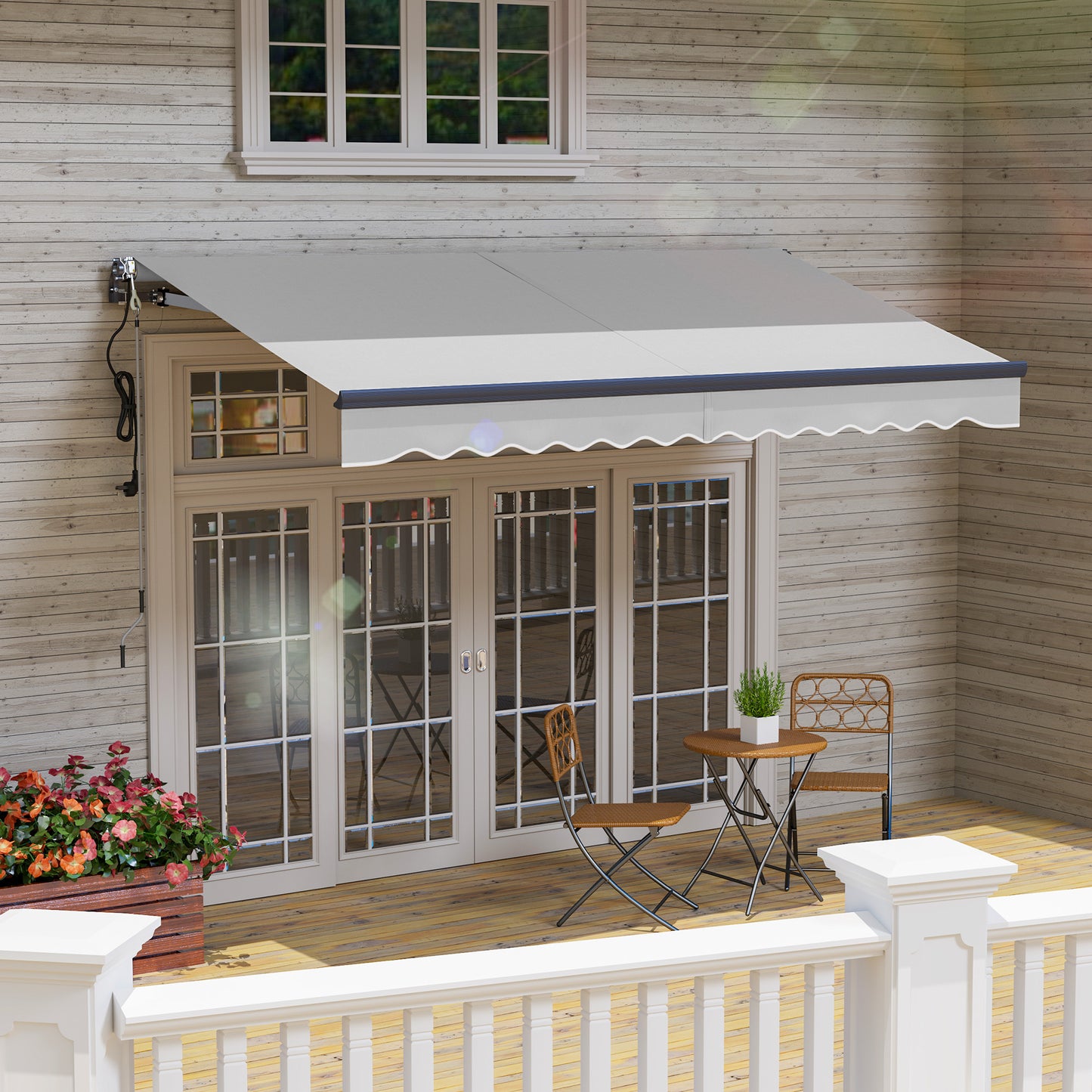 3.5 x 3(m) Electric Retractable Awning Aluminium Frame Light Grey