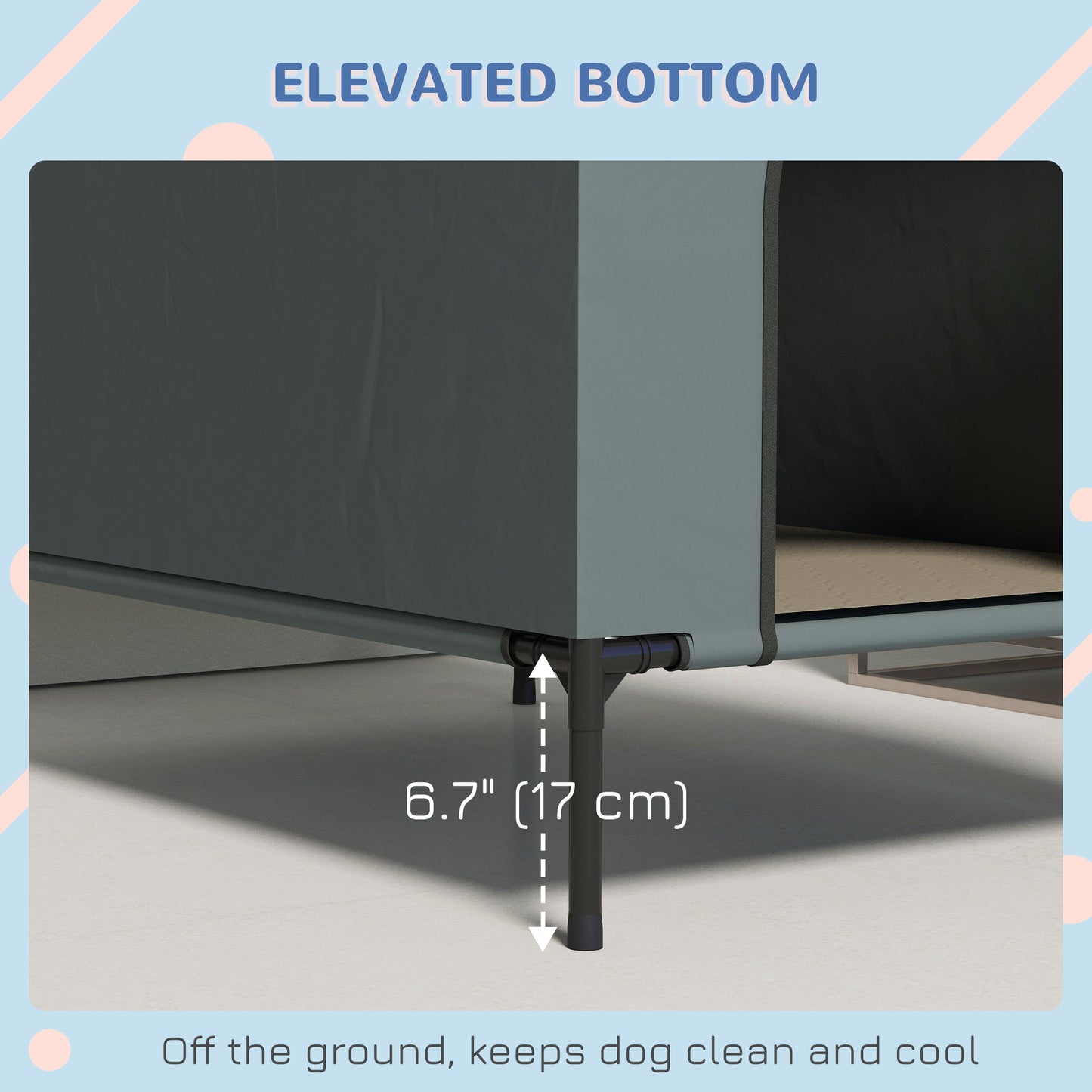 Dog House Outdoor Elevated Dog Bed with Removable Cover, Grey