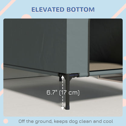 Dog House Outdoor Elevated Dog Bed with Removable Cover, Grey