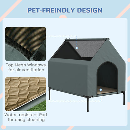 Dog House Outdoor Elevated Dog Bed with Removable Cover, Grey