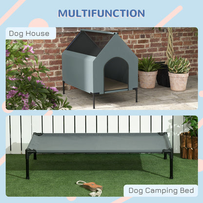 Dog House Outdoor Elevated Dog Bed with Removable Cover, Grey