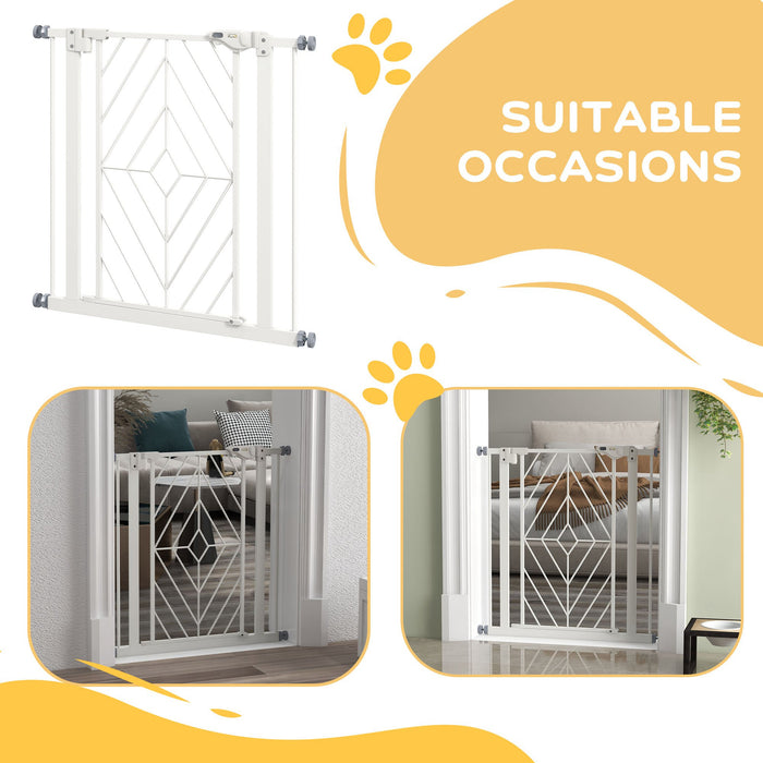 Pressure Fit Stair Gate, Dog Gate, with Auto Closing Door, Double Locking, Easy Installation, Openings 74-80cm - White