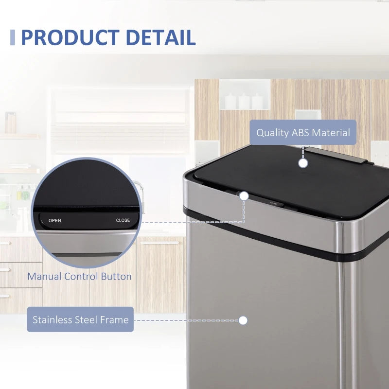 72L Stainless Steel Sensor Bin With 3 Compartments For Both Wet/Dry Waste
