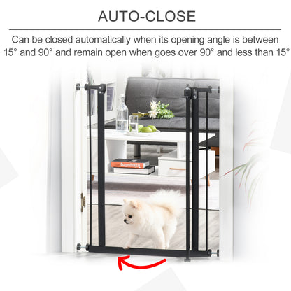 Dog Gate Pressure Fit Pet Tall Stairs Gate Safety Barrier Auto Close, 94cm Extra Tall, 74-80cm Wide, with Double Locking, Black