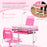 Kids Desk and Chair Set, Height Adjustable Study Desk with USB Lamp, Storage Drawer for Study, Pink and White