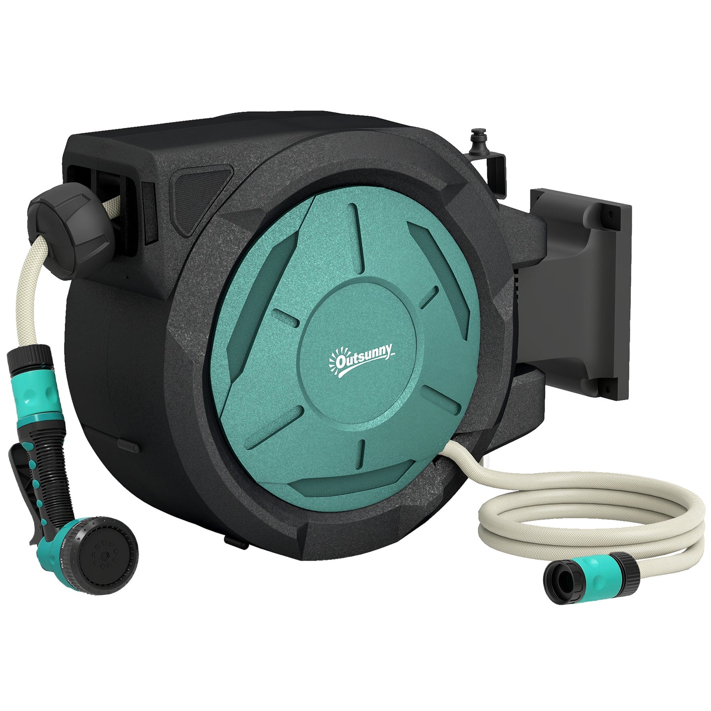 Retractable Hose Reel Wall Mounted with Lock, Black