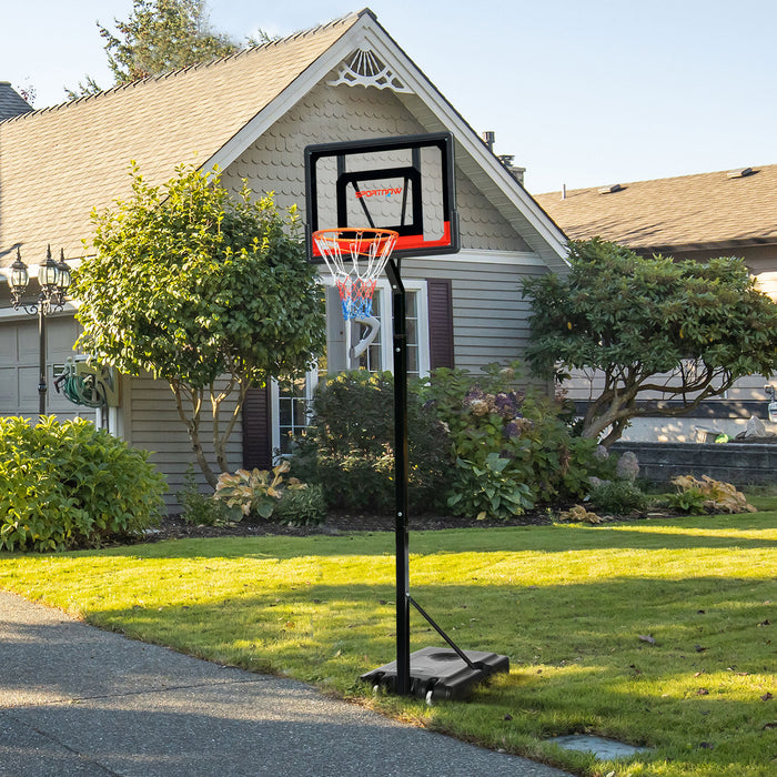 SPORTNOW 2.1-2.6m Adjustable Basketball Hoop and Basketball Stand w/ Sturdy Backboard and Weighted Base, Portable on Wheels