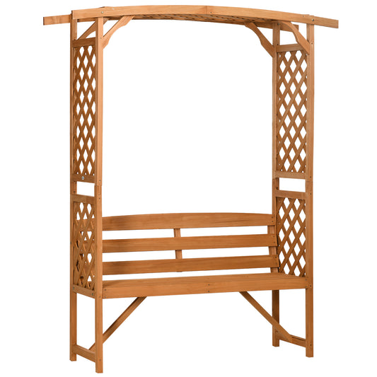 Patio Garden Bench, Natural Wooden Garden Arbour with Seat for Vines/Climbing Plants, Natural